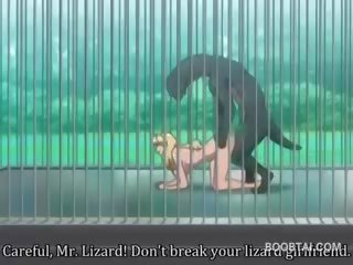Krūtainas anime adolescent cunt pavirši grūti līdz monstrs pie the zoo